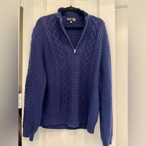 $400 Saks Fifth Avenue Cashmere Deep Blue Cable Knit Sweater
